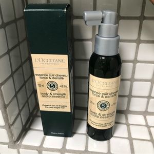 L Occitane body and strength scalp essence.
